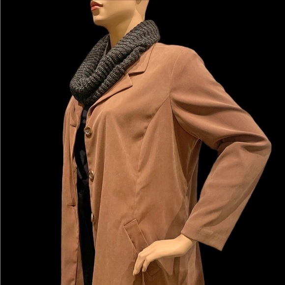 TravelSmith Microsuede Duster Jacket Plus Size 3X Camel Tan Vegan Suede Buttons - Picture 2 of 9